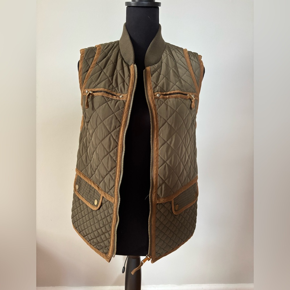 Sfera Olive Green Quilted Vest